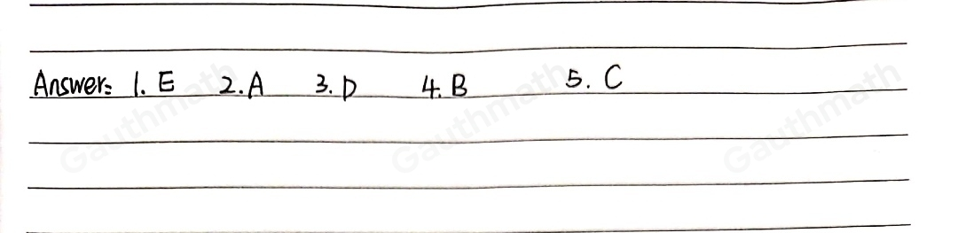 Match column A with column B. Write the letter of the correct answer in your A B 1. A. A=b * h 2. B. A=s2 3. C. A=L * W D. A= 1/2 b * h 4. E A=frac |b|+_2|2 * h 5.