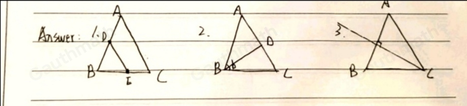 1. Bisect the sides AB and BC. 2. Bisect the interior Angle B. 3. Construct a perpendicular bisector from vertex C