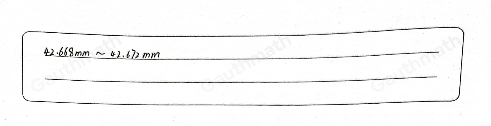 The standard diameter of a golf ball is 42.67 mm. A golf ball factory does quality control on the balls it manufactures. Golf balls are randomly measured to ensure the correct size. One day, an inspector decides to stop production if the discrepancy in diameter is more than 0.002 mm. What is the range of acceptable values?